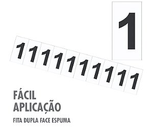 Etiqueta de Sinalização Numeral 1 Um Cartela com 10 peças