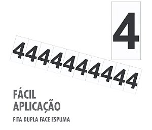 Etiqueta de Identificação Numeral 4 Quatro Cartela com 10 peças