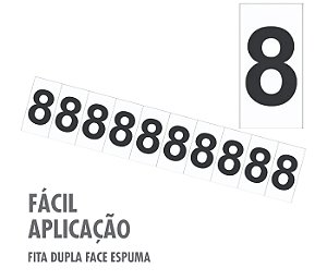 Placa de Sinalização Numeral 8 Oito Cartela com 10 peças