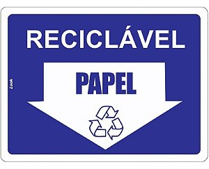 Placa Sinalização Lixo Reciclável Papel