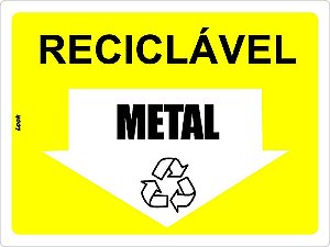 Placa Sinalização Lixo Reciclável Metal