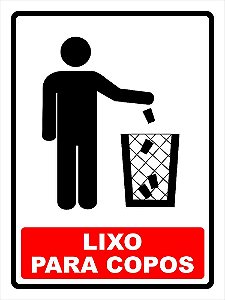 Placa Sinalização Lixo para Copos Descartáveis