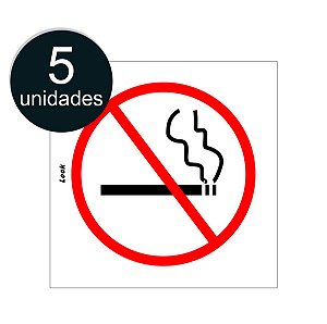 5 Etiquetas de Sinalização Proibido Fumar Não