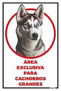 Placa Sinalização Aviso Área Exclusiva para Cachorros Grandes