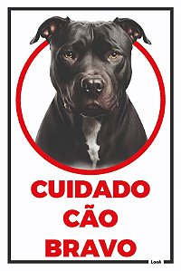 Placa Sinalização Aviso Cão Bravo American Pitbull Terrier