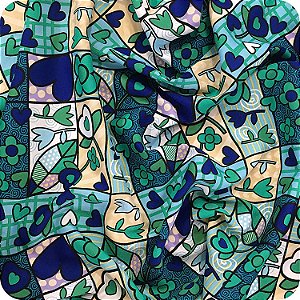 Tecido Oxford Estampado 1m X 1,47m Romero Britto Azul