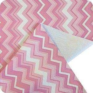Corino Estampado No Metro Para Puffs Estofados Sofás Zig Zag Rosa