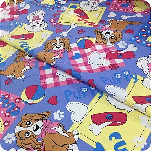 Tecido Oxford Estampado 1m X 1,40m Poliéster Cachorros Cute