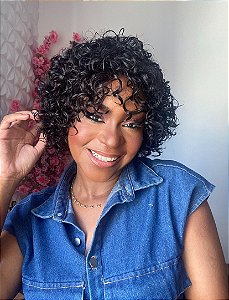 WIG DE CABELO HUMANO CURTO CACHEADA