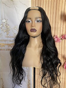 WIG U-PARTE DE CABELO HUMANO ONDULADO