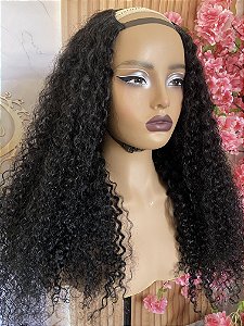 WIG U-PARTE DE CABELO HUMANO CACHEADO