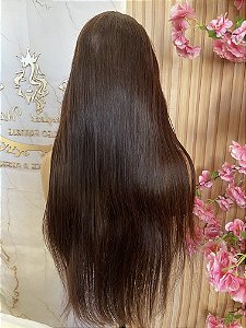 LACE DE CABELO HUMANO 70CM 180% DE DENSIDADE LISA  COR CASTANHO CHOCOLATE