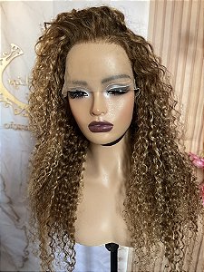 LACE DE CABELO HUMANO CACHEADA 60CM MORENA ILUMINADA