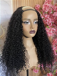 U-part de cabelo humano brasileiro cacheado 65cm
