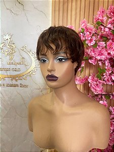 WIG DE CABELO HUMANO CURTO LISO COR CHOCOLATE