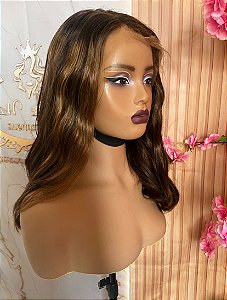 LACE DE CABELO HUMANO 40cm COM TELA HD com mechas