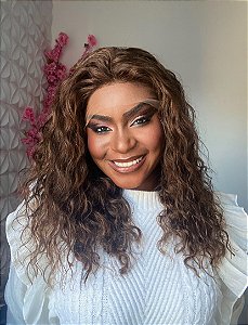 LACE HUMANA CACHO ABERTO 45cm RUIVA CASTANHO MÉDIO
