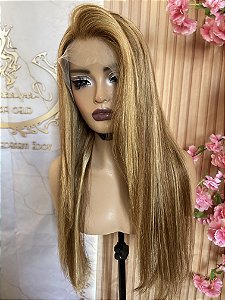 LACE DE CABELO HUMANO 65CM 150% DE DENSIDADE LOIRO DOURADO COM REFLEXOS