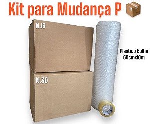 Kit Para Mudança Tamanho P (5 Caixas 41x30x30 + 5 Caixas 40x40x30 + 1 Bolha 60cmx10metros + 1 Fita 48x100m)