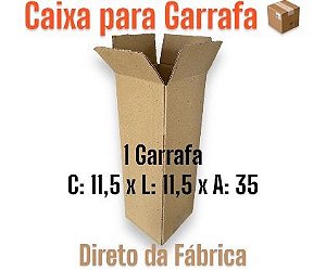 Caixa de Papelão Envios / Ecommerce 1 Garrafa - 11,5x11,5x35