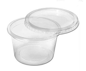 25 Potes Plástico Potinho Redondo Descartável C/ Tampa 140ml / 250ml / 500ml Ideal para Congelar Freezer Sopas