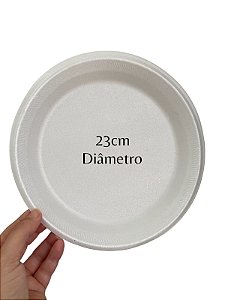 Prato Descartável Refeição Isopor Raso 23cm com 25 unidades