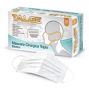 MÁSCARA TRIPLA TNT COM ELÁSTICO PRETA/BRANCA - 50 unidades