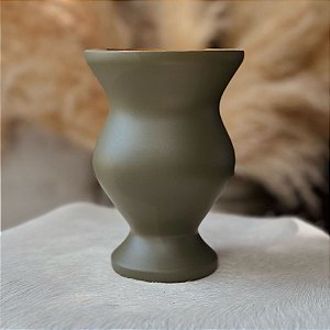Cuia Madeira com Pé Verde Fosco
