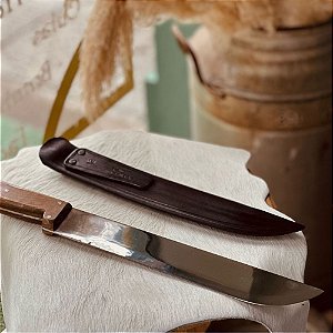 Facão Cascavel 12" Inox 3mm Cabo Madeira C/ Bainha