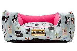Cama para Cachorro Quadrada Impermeável Luppet Rosa Cachorrinho b2w (LP80160-07