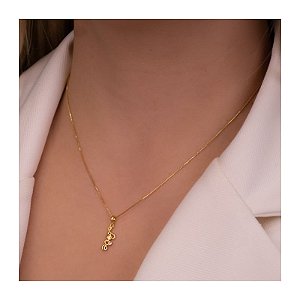 COLAR COM PINGENTE ESCRITO LOVE COM ZIRCÔNIA. RÉPLICA DE NOSSA (014689)