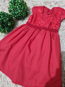 Vestido Festa - Cor: Vermelho - Tamanho: 2 anos (P)