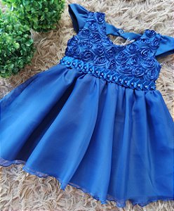 Vestido de Festa - Cor: Azul - Tamanho: 01 ano (PP)