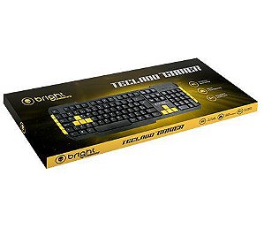 Teclado Gamer Bright, ABNT2, Preto/Amarelo