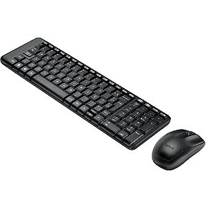 Teclado e Mouse Logitech MK220 Sem Fio Compacto Preto ABNT2