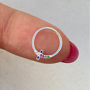 Piercing Cruz Cravejada Colorida