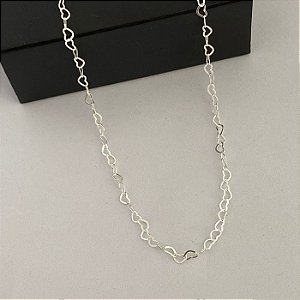 Corrente Corações 45cm Fio Redondo