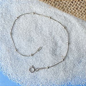 PULSEIRA PRATA RABO DE RATO BOLINHA ALTERNADA 1X1 18CM