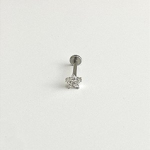 PIERCING PRATA FLOR CRAVEJADA COM ZIRCÔNIAS CRISTAL