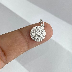 PINGENTE PRATA MEDALHA SAO BENTO 8MM