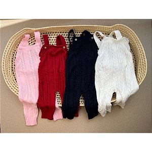 Jardineira Tricot Bebê TipTop P M G GG 1T 2T