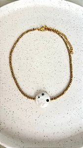 Chocker hematita dourada com pingente pérola Shel