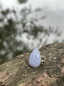 Anel Ajustável Ágata Blue Lace | Calma e Serenidade - Equilibra Ansiedade - Prata 925