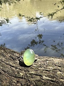 Anel Ajustável Opala Andina - Prata 925 | Cristal de Consciência Cósmica