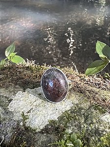 Anel Ajustável Lodolita - Prata 925 | Cristal Xamânico de Harmonia com a Mãe Terra