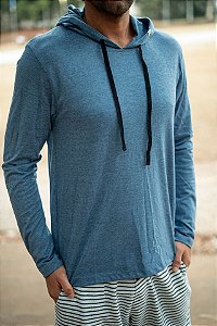 Camiseta Manga Longa Capuz Hau Botonê Eco - Azul Oceano