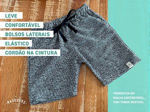 Bermuda Rústica Koa Kids - Preto e Branco