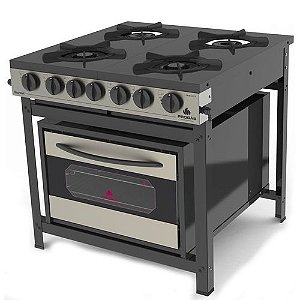 Fogão Industrial 4 bocas Gourmet Inox Com Forno PROGAS PRGE-402