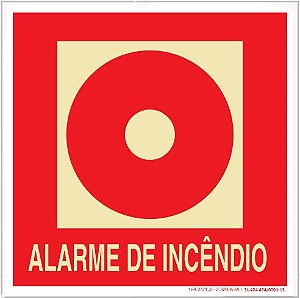 Placa Sinalização de Emergência - Fotoluminescente - Alarme de Incêncio