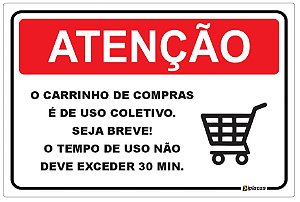 Placa Aviso - Carrinho de Compras Condôminio